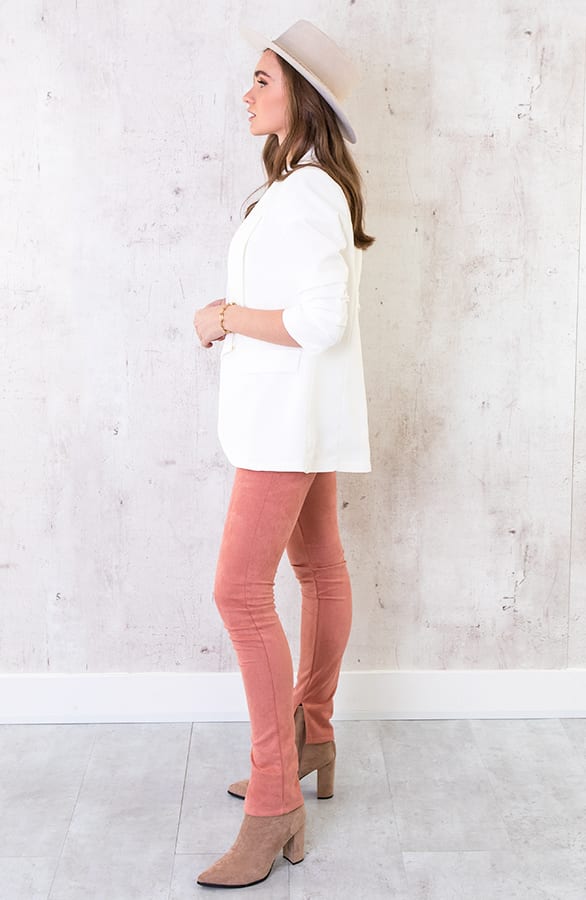 Suedine Pants Split Koraal – shoparchief, foto 3