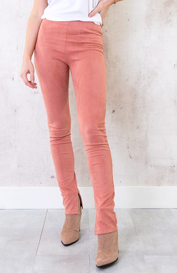 Suedine Pants Split Koraal – shoparchief, foto 1