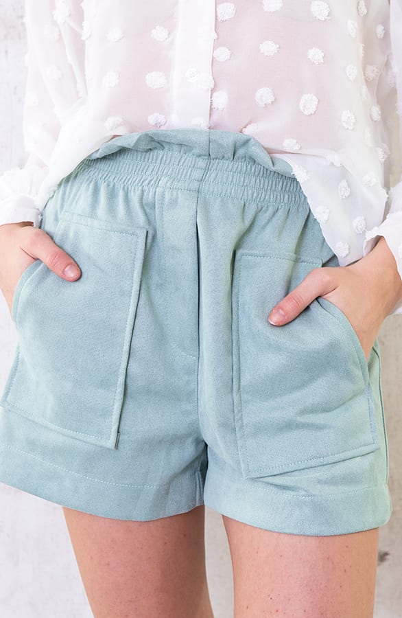 Suedine Short Met Zakken Mint – shoparchief, foto 1
