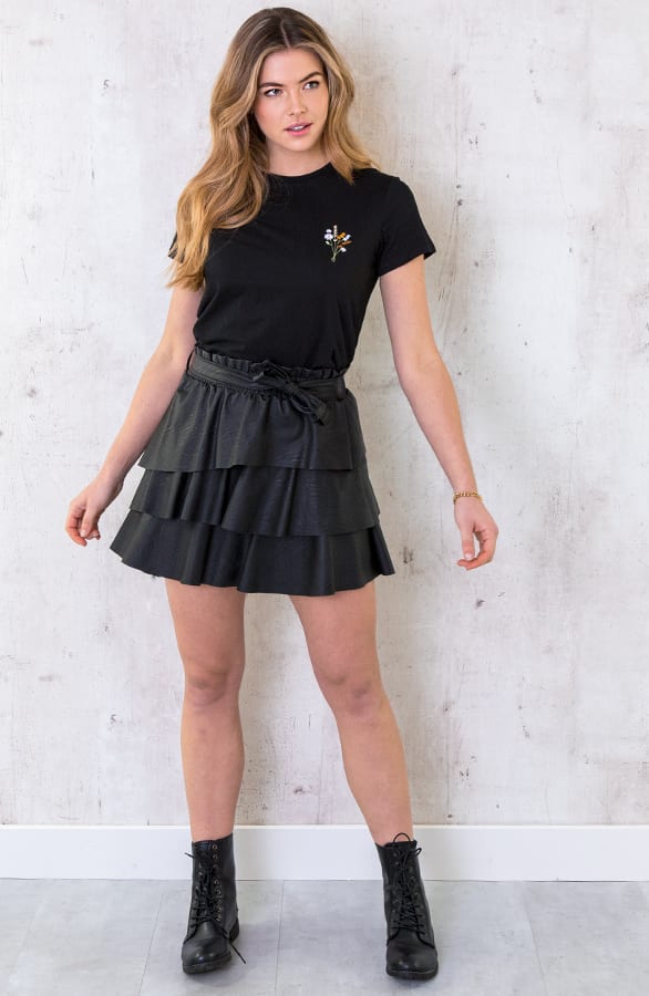 T-shirt Met Droogbloemen Zwart – shoparchief, foto 2