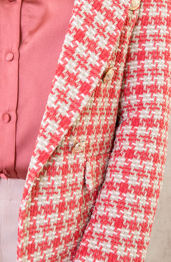 Tweed Button Blazer Koraal – shoparchief, foto 2