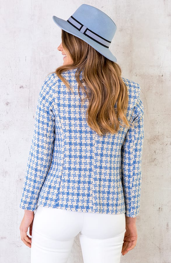 Tweed Button Blazer Jeansblauw – shoparchief, foto 3