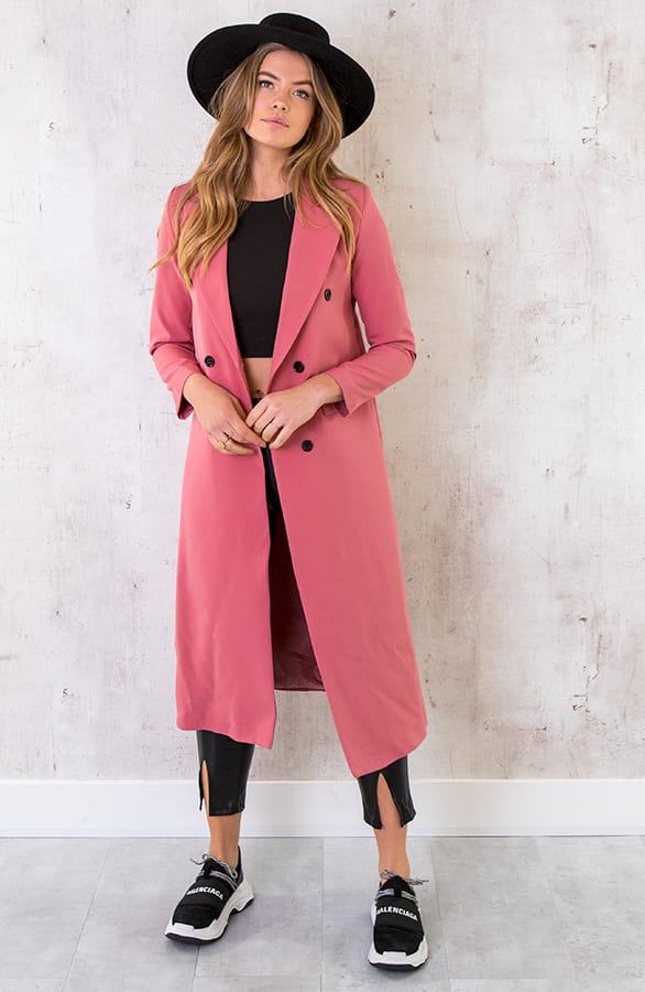 Ultra Long Blazer Dust Koraal – shoparchief, foto 3