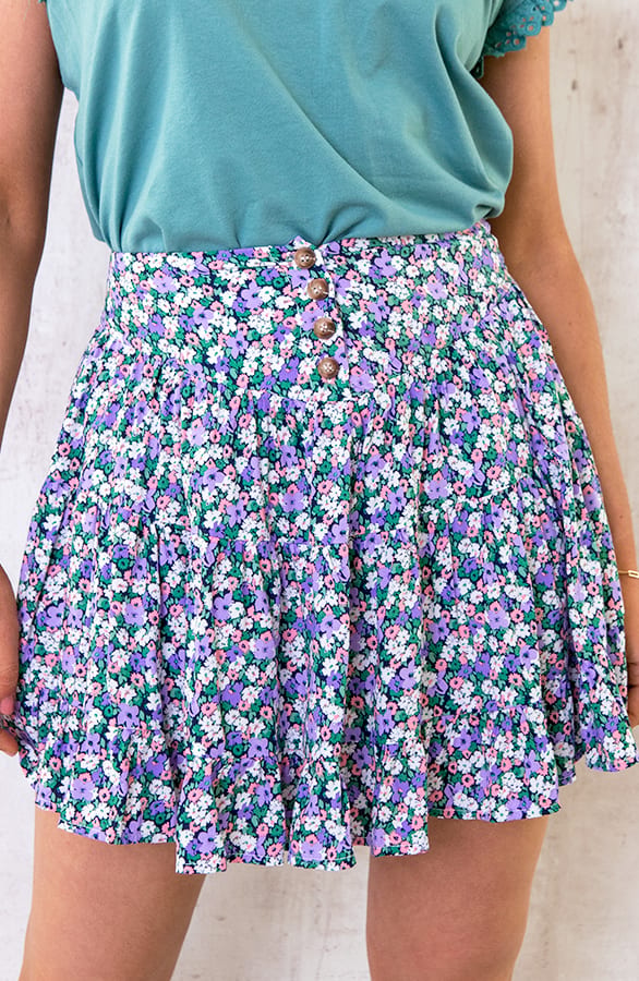 Katoenen Rok Bloemen Lila – shoparchief, foto 1