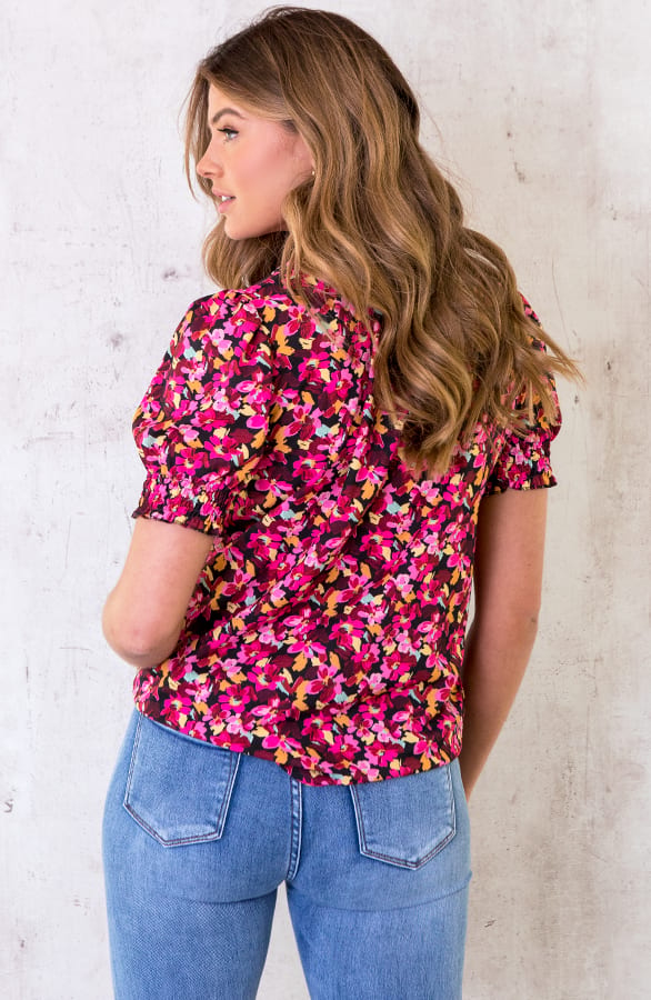Bloemenprint Col Top Fuchsia Zwart – shoparchief, foto 7