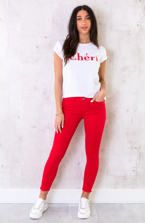 Mid Waist Skinny 7/8 Rood – shoparchief, foto 2