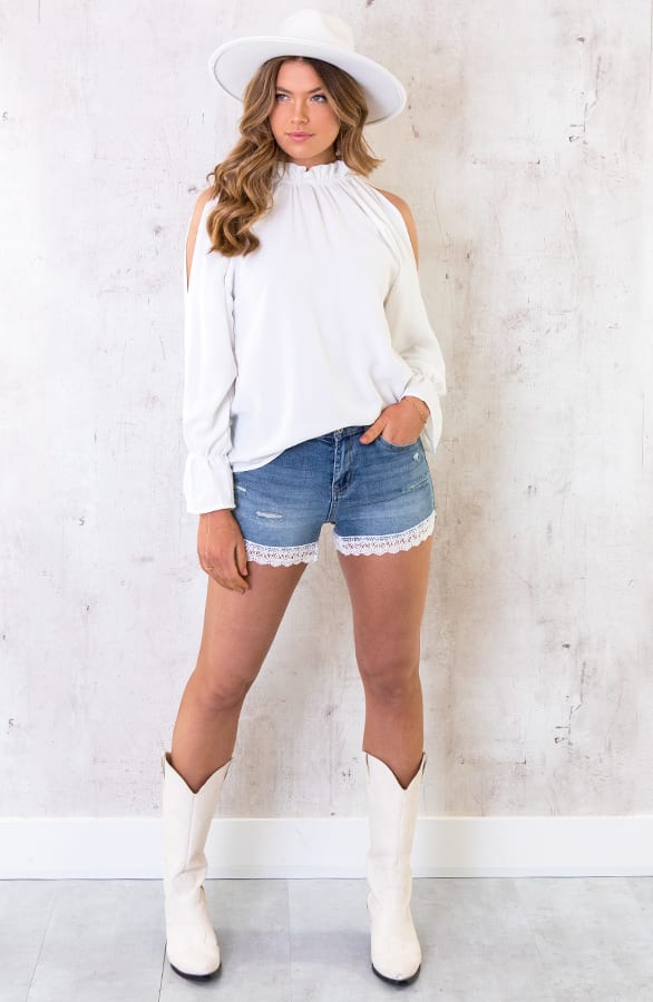 Cold Shoulder Blouse Ecru – shoparchief, foto 1