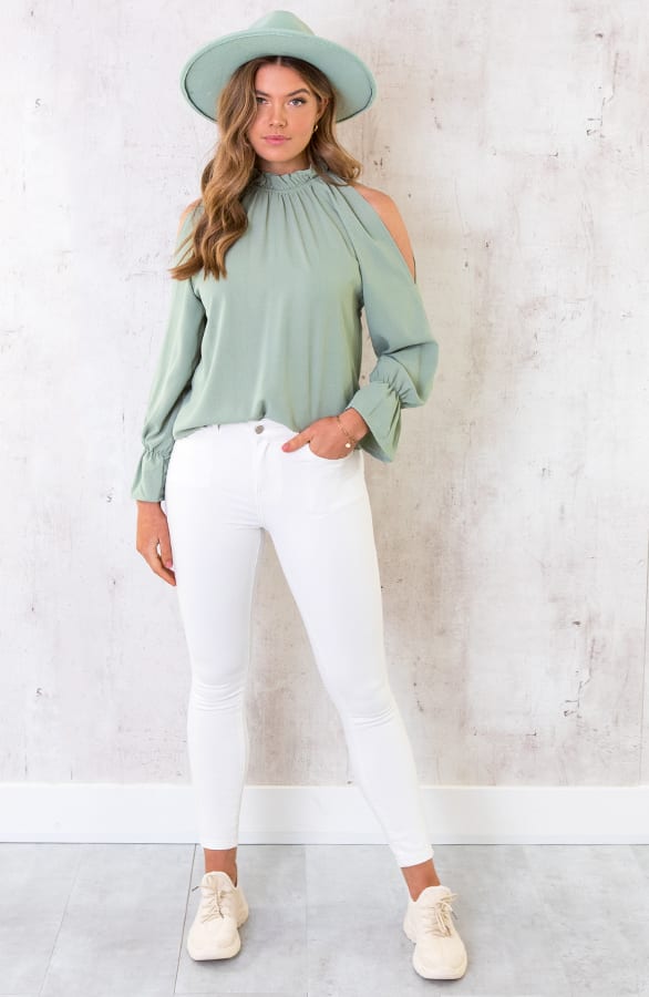 Cold Shoulder Blouse Mint – shoparchief, foto 5
