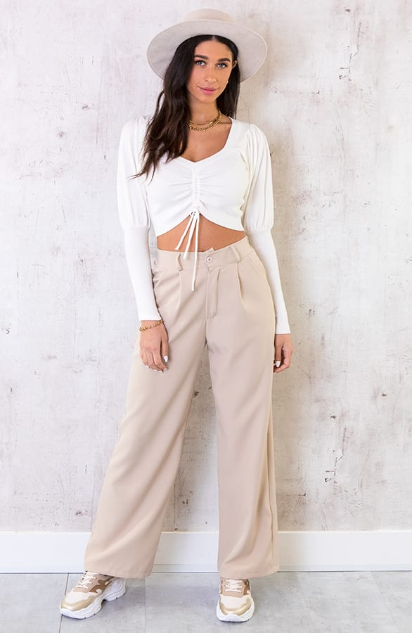 Crop Trui Met Koord Offwhite – shoparchief, foto 2