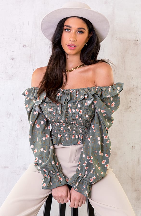 Cropped Blouse Bloemen Army – shoparchief, foto 6