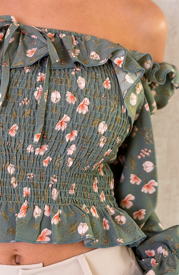 Cropped Blouse Bloemen Army – shoparchief, foto 5