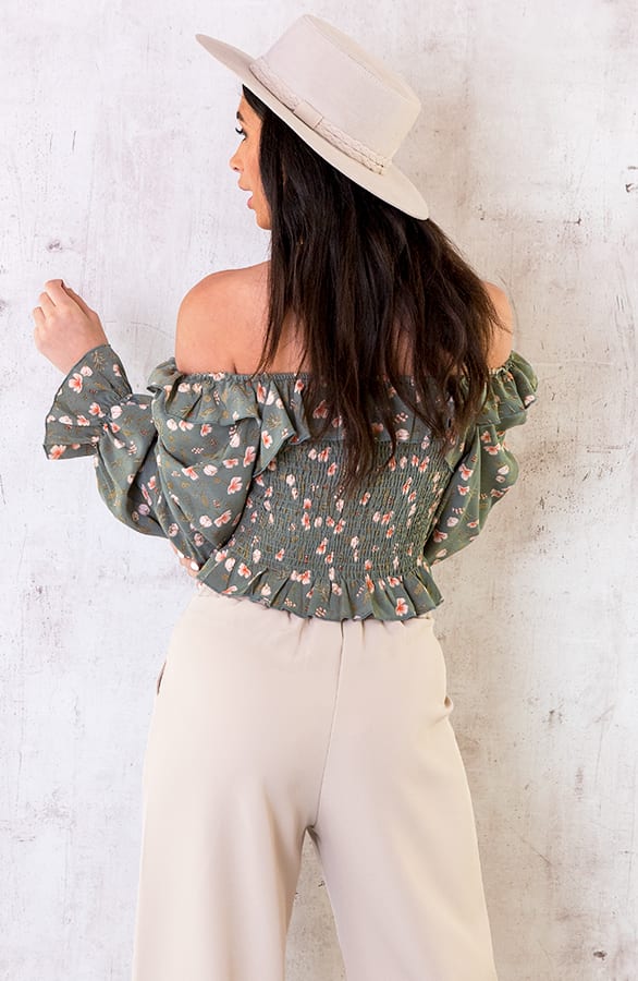 Cropped Blouse Bloemen Army – shoparchief, foto 3
