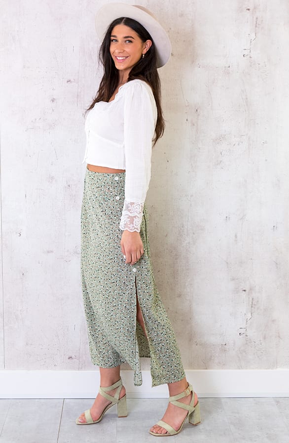 Cropped Blouse Romance Wit – shoparchief, foto 3