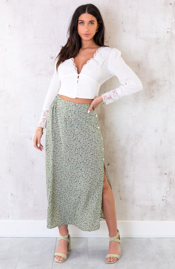 Cropped Blouse Romance Wit – shoparchief, foto 5