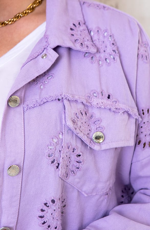 Denim Embroidery Jacket Lila – shoparchief, foto 3