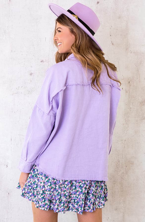 Denim Embroidery Jacket Lila – shoparchief, foto 5