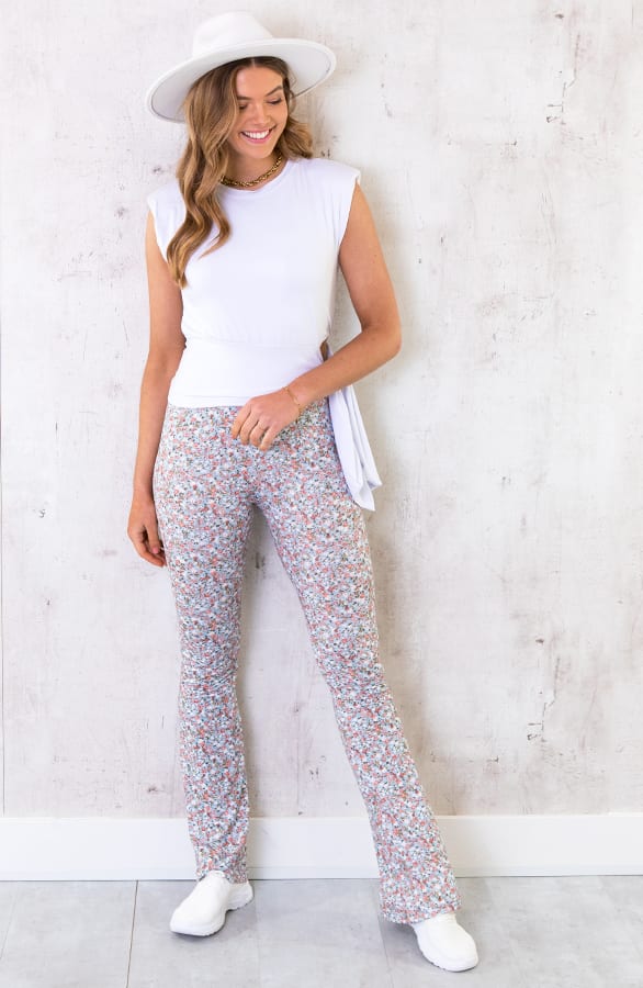 Flared Broek Bloemen Lichtblauw – shoparchief, foto 2