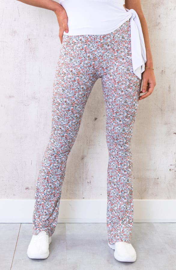 Flared Broek Bloemen Lichtblauw – shoparchief, foto 1