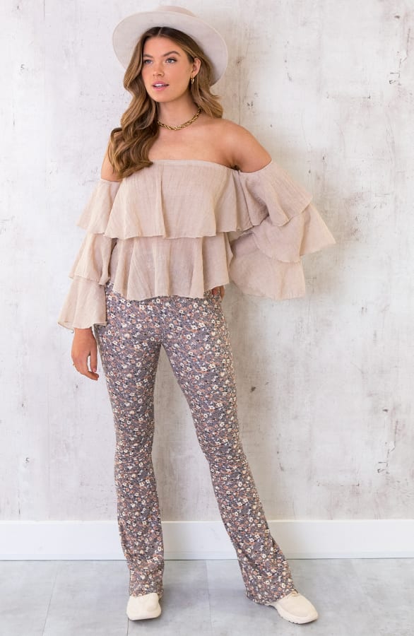 Flared Hose Blumen Taupe, Shoparchiv, Foto 8