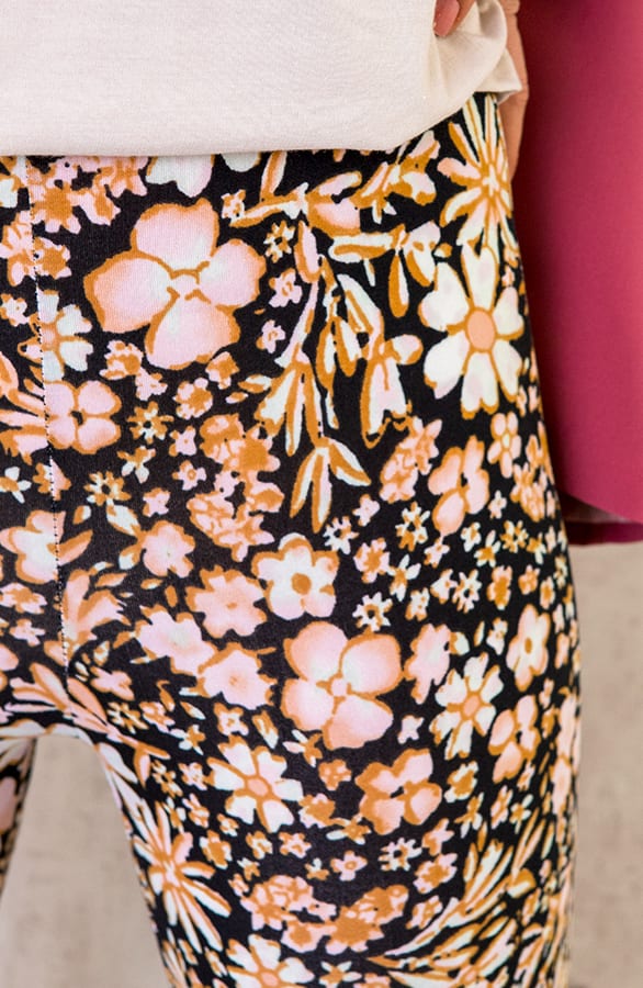 Flared Broek Bloemen Zwart Oranje – shoparchief, foto 3