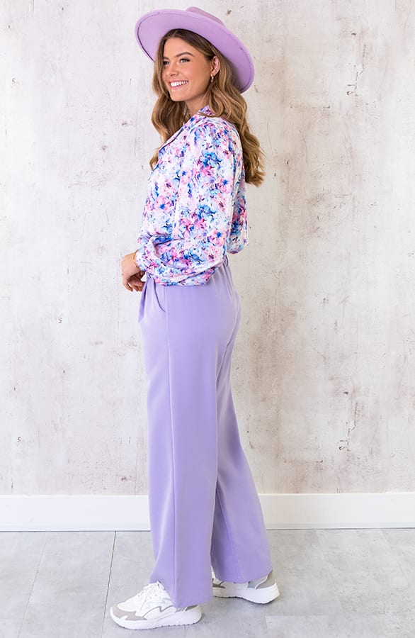 Floral Print Blouse Lila – shoparchief, foto 7