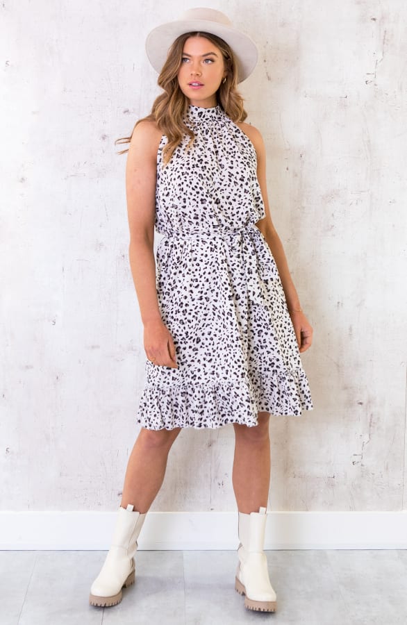 Halter Jurk Met Panterprint Ecru – shoparchief, foto 3