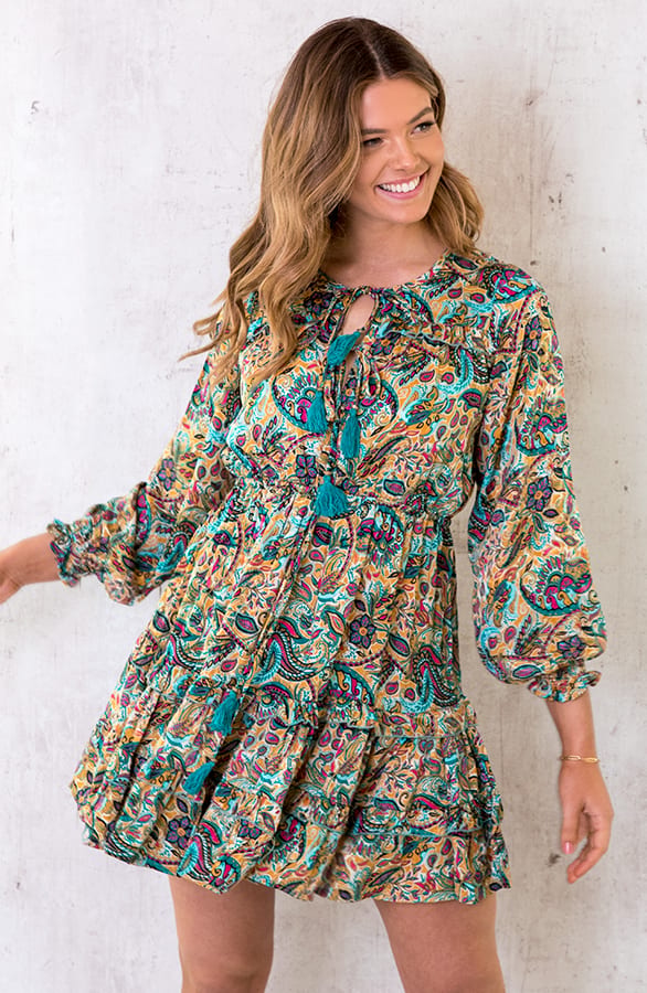 Ibiza Dress Paisley Turquoise – shoparchief, foto 3