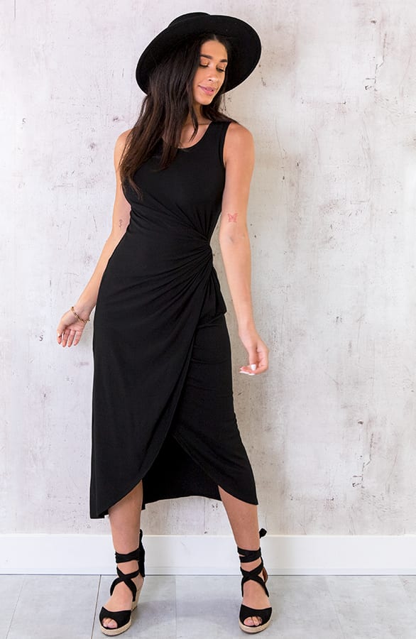 Jersey Jurk Geknoopt Zwart – shoparchief, foto 1