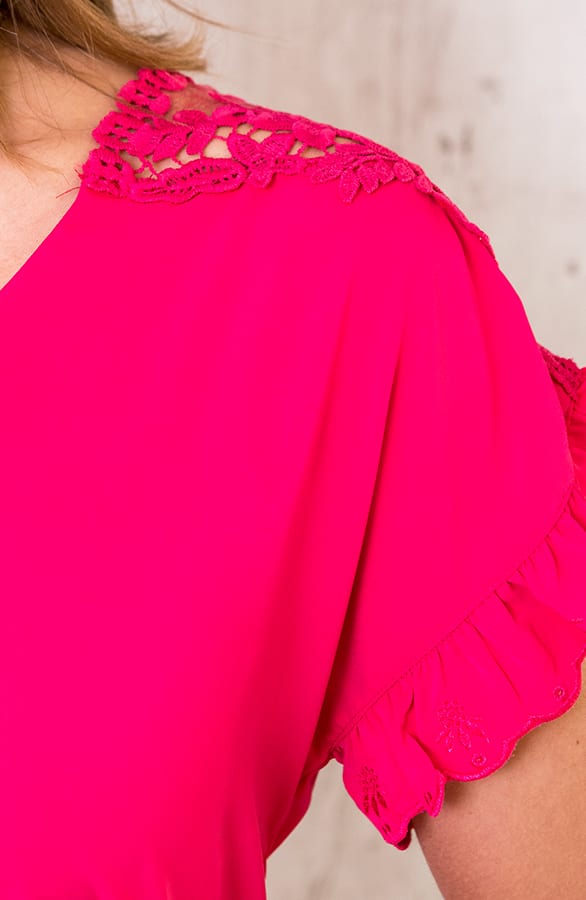 Kanten Mouwen Top Fuchsia – shoparchief, foto 5