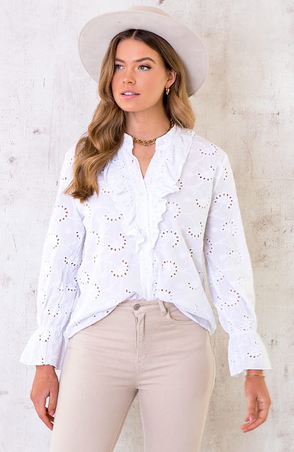 Katoenen Embroidery Blouse Wit – shoparchief, foto 1