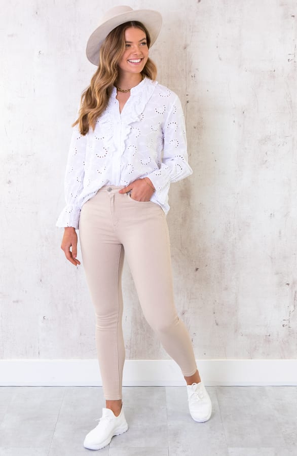 Katoenen Embroidery Blouse Wit – shoparchief, foto 3