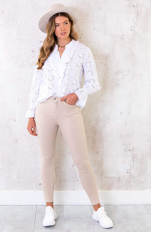 Katoenen Embroidery Blouse Wit – shoparchief, foto 2