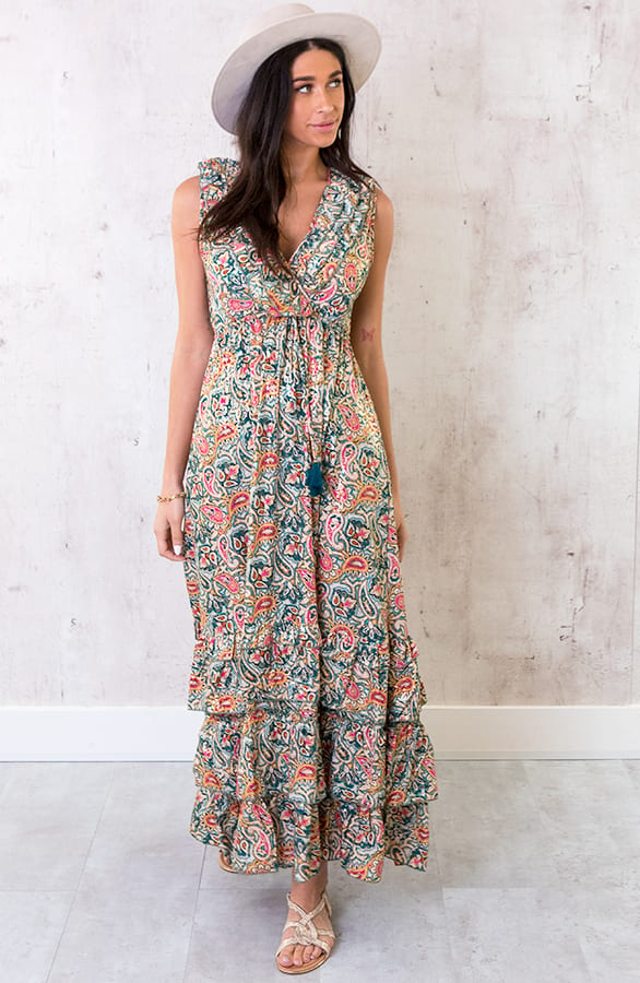 Lagen Jurk Paisley Turquoise – shoparchief, foto 5