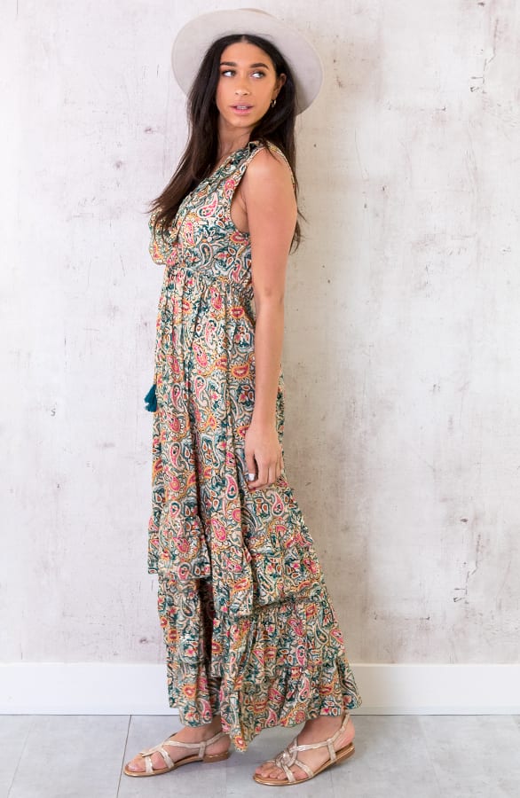 Lagen Jurk Paisley Turquoise – shoparchief, foto 4