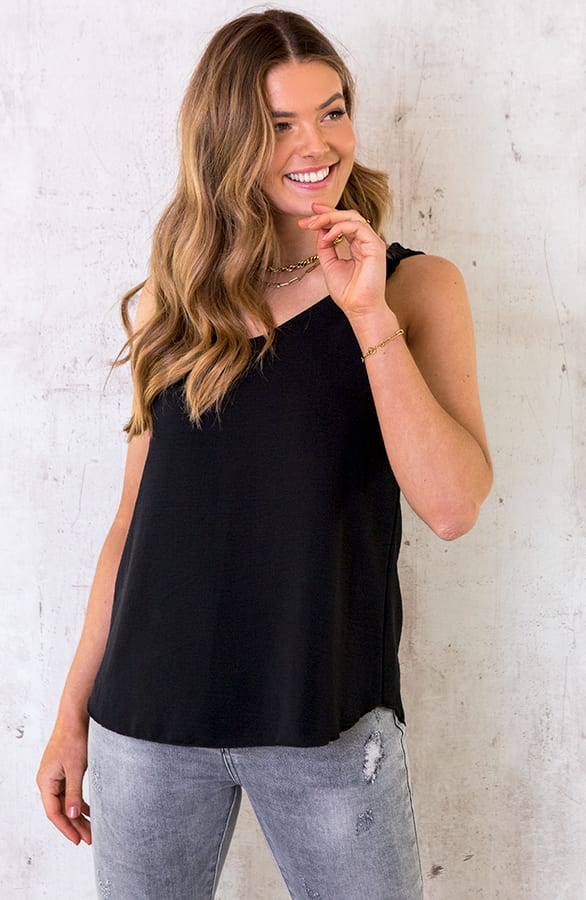 Loose Fit Top Geknoopt Zwart – shoparchief, foto 2