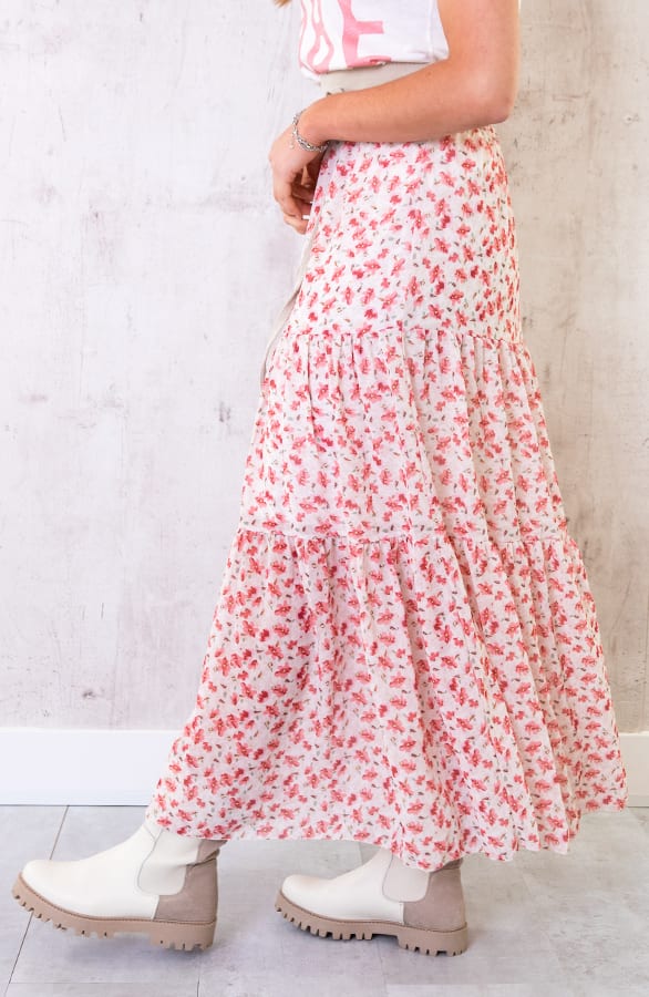 Maxi Bloemen Rok Poederroze – shoparchief, foto 5