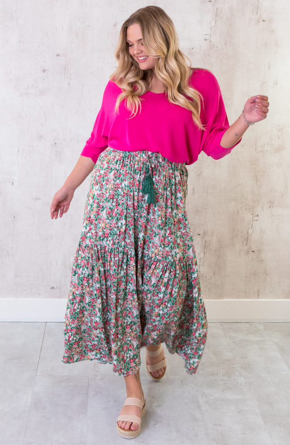 Maxi Bloemen Rok Turquoise – shoparchief, foto 10