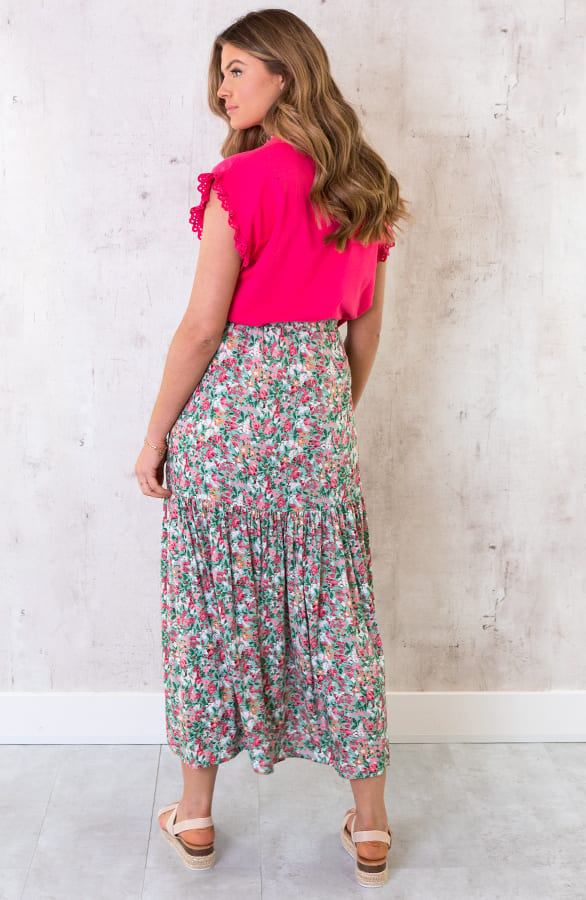 Maxi Bloemen Rok Turquoise – shoparchief, foto 4