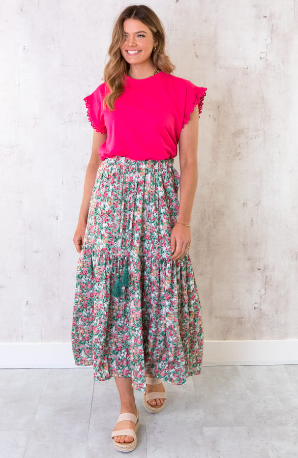 Maxi Bloemen Rok Turquoise – shoparchief, foto 2