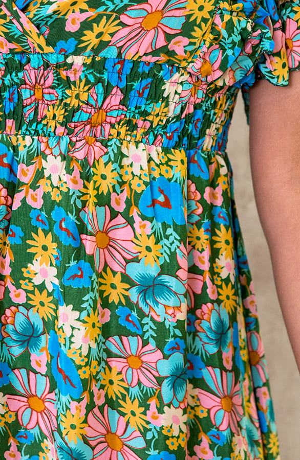 Maxi Boho Jurk Ruffles Blauw – shoparchief, foto 6