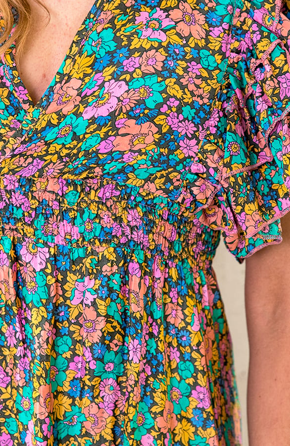 Maxi Boho Jurk Ruffles Multicolor – shoparchief, foto 5