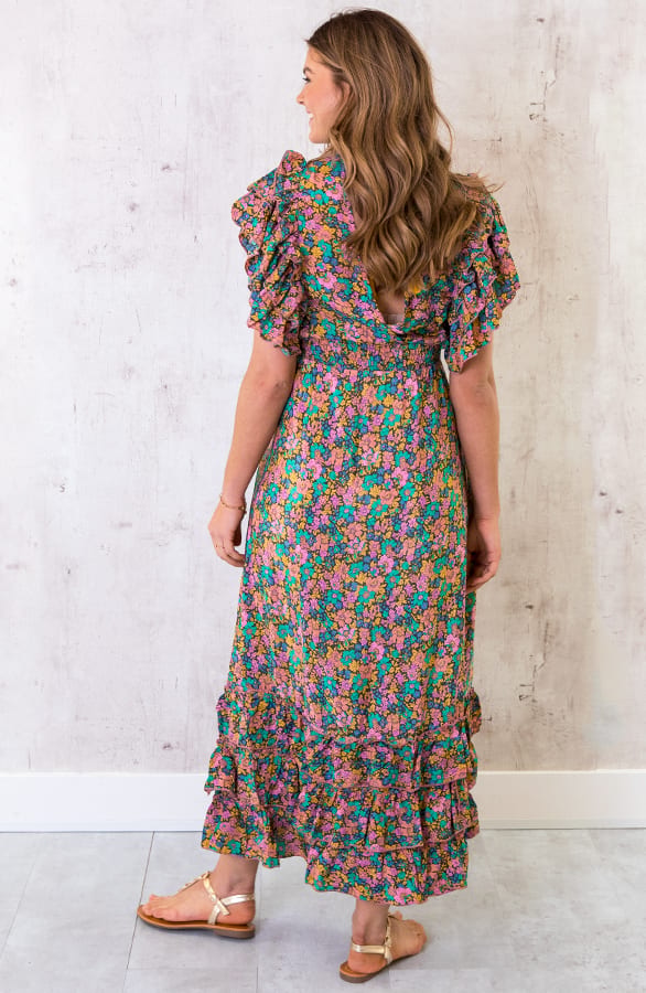 Maxi Boho Jurk Ruffles Multicolor – shoparchief, foto 4