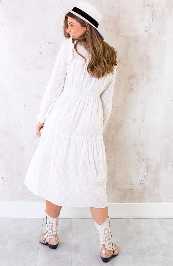 Katoenen Maxi Jurk Embroidery Wit – shoparchief, foto 5