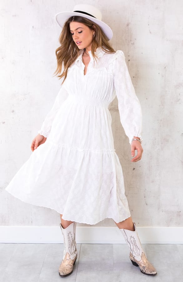 Katoenen Maxi Jurk Embroidery Wit – shoparchief, foto 2