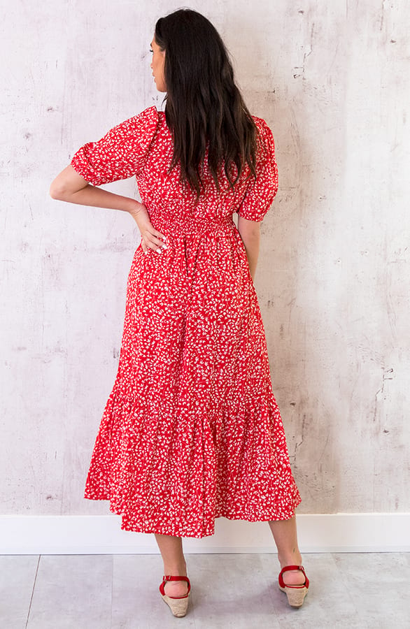 Maxi Jurk Leaves Rood – shoparchief, foto 4