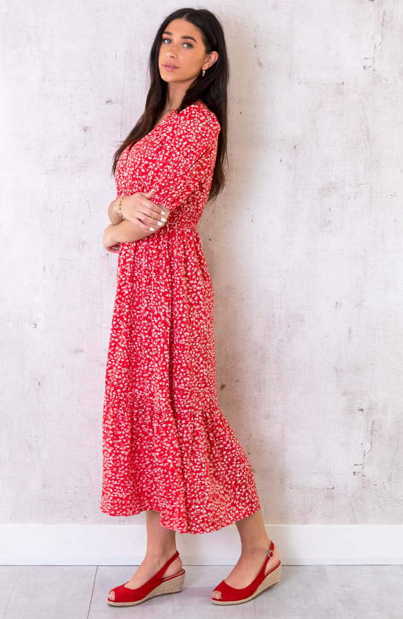 Maxi Jurk Leaves Rood – shoparchief, foto 3