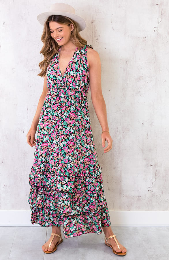 Maxi Lagen Jurk Boho Multicolor – shoparchief, foto 1