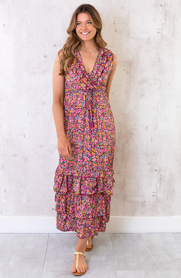 Maxi Lagen Jurk Ibiza Fuchsia – shoparchief, foto 1