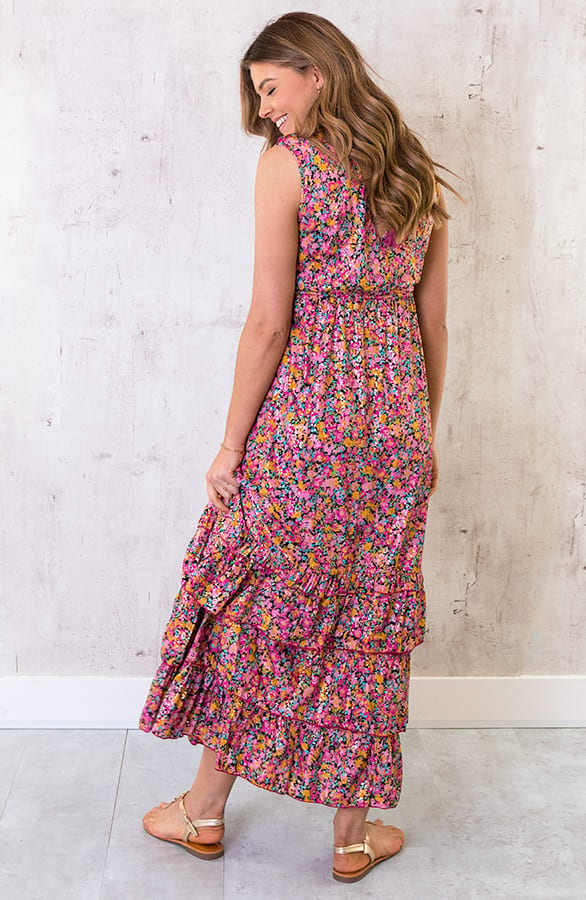 Maxi Lagen Jurk Ibiza Fuchsia – shoparchief, foto 4