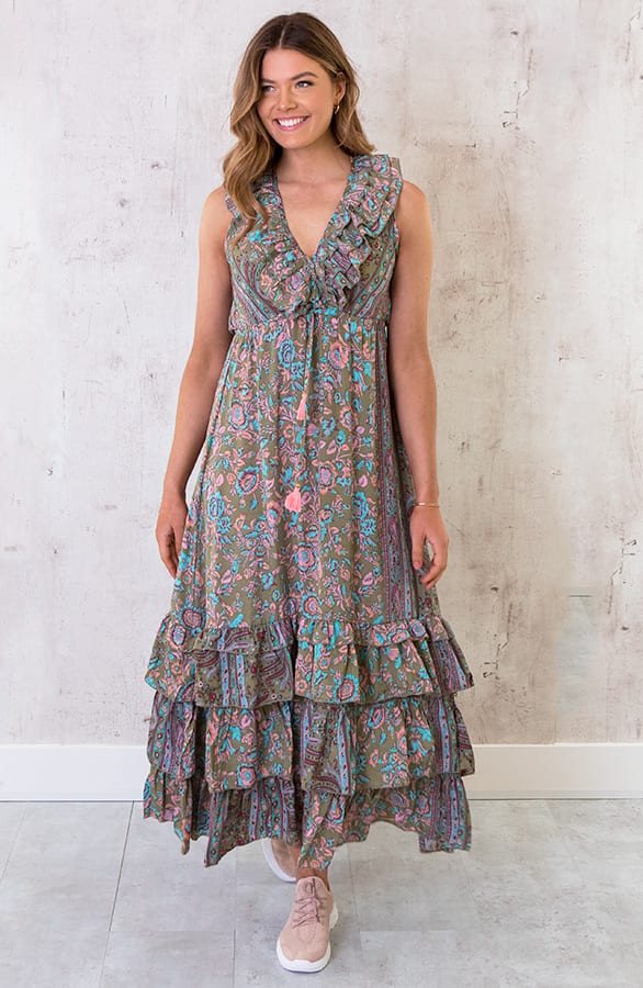 Maxi Lagen Jurk Paisley Army – shoparchief, foto 1